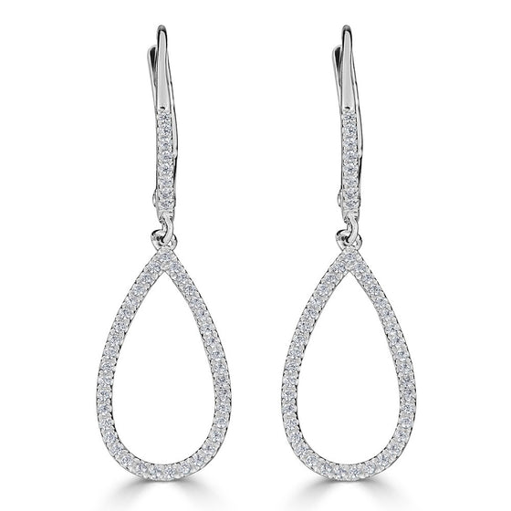 Diamond Pear Lever Back Earrings
