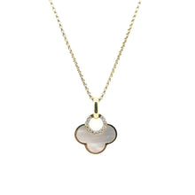  Mother of Pearl Clover Pendant Necklace with Diamonds