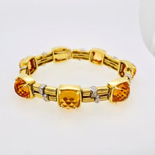  Gold Two Row Bracelet with Citrines and Diamonds