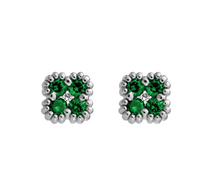  Emerald and Diamond Flower Stud Earrings