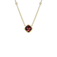  Yellow Gold Garnet and Diamond Necklace