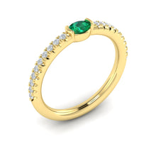  Adella Diamond and Oval Emerald Centerstone Ring