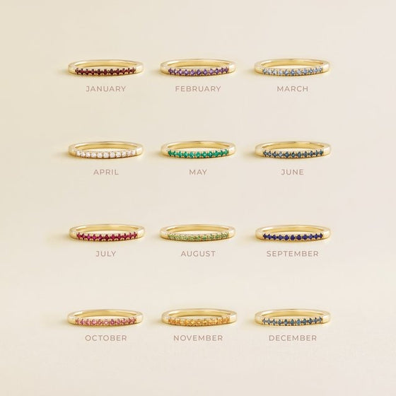 14K Gold Birthstone Stackable Ring – Natural Stones