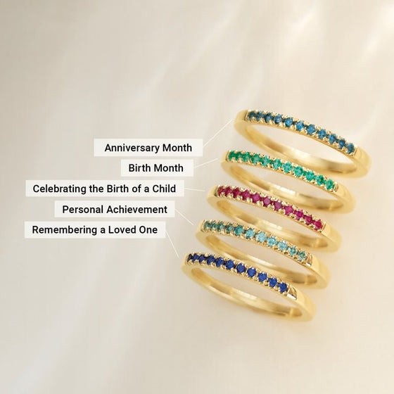 14K Gold Birthstone Stackable Ring – Natural Stones
