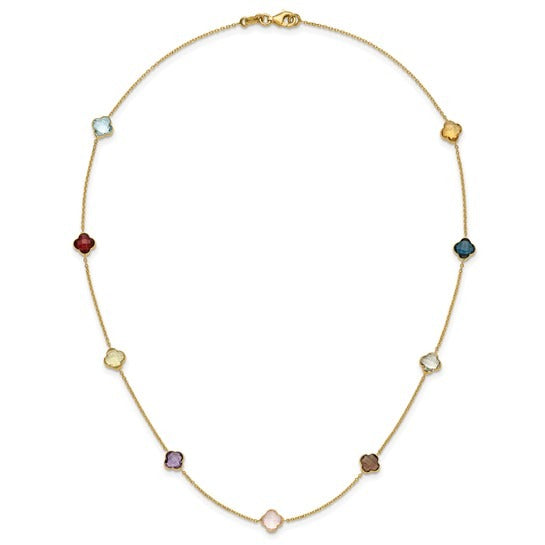 Multi-Gemstone Quatrefoil Necklace