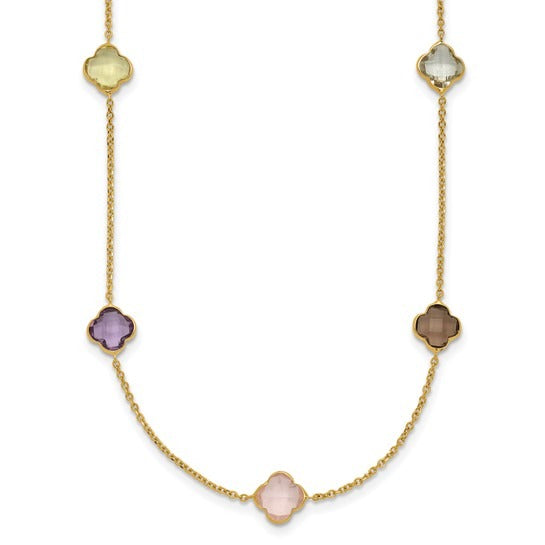 Multi-Gemstone Quatrefoil Necklace