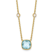  14K Yellow Gold Blue & White Topaz Necklace – 16–18"
