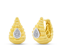  Diamond Pear Huggie Earrings