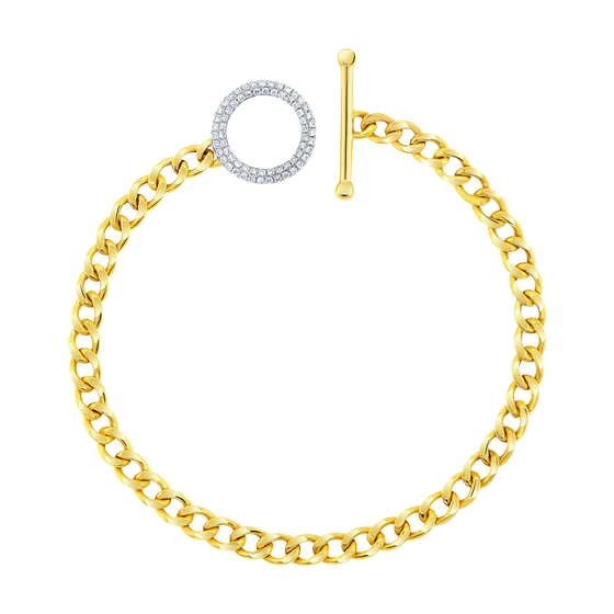 Diamond Toggle Gold Curb Link Bracelet