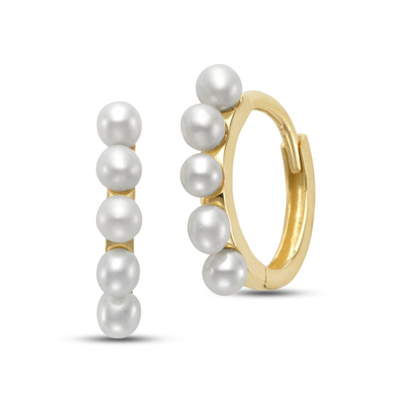 Mini Pearl Huggie Earrings