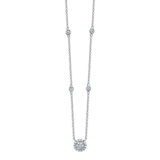 Round Halo Diamond Necklace