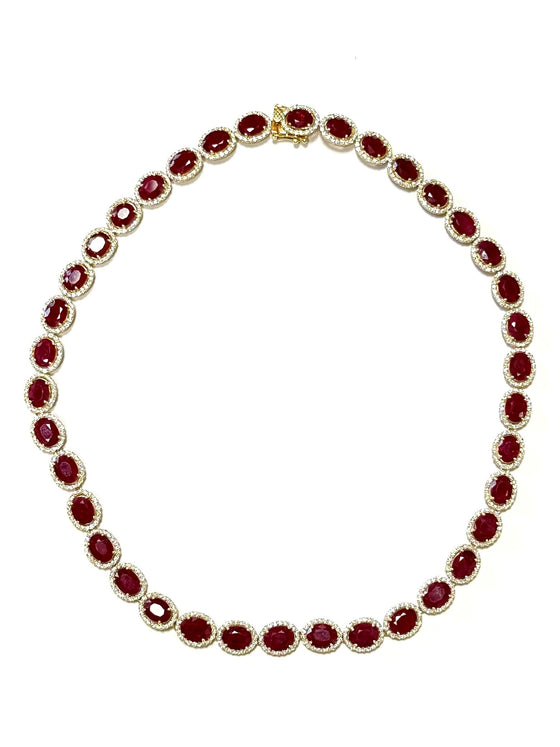 Burmese Ruby and Diamond Necklace