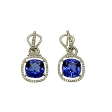 18K White Gold Tanzanite & Diamond Drop Earrings – 7.00ct Total Gem Weight