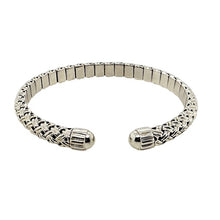  Flexible White Gold Basket Weave Bangle Bracelet