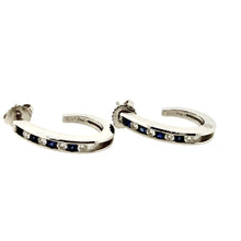  Sapphire and Diamond J Hoop Earrings