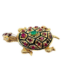  Turtle Brooch with Rubies, Emerald, and Diamond