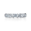 Alternating Emerald and Round Cut Diamond Band