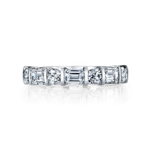  Alternating Emerald and Round Cut Diamond Band
