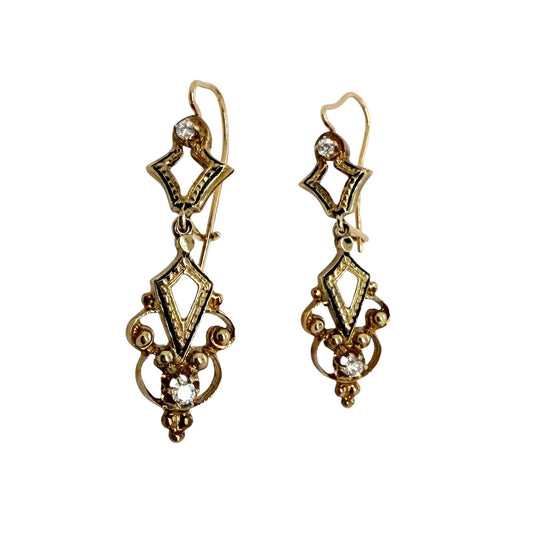Vintage Dangle Earrings with Diamonds