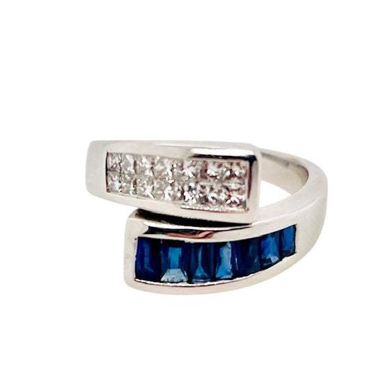 Sapphire and Diamond Bypass Ring