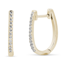  Yellow Gold U Shape Diamond Huggie Earring