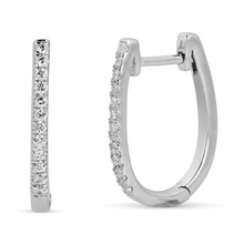  White Gold U Shape Diamond Huggie Earring