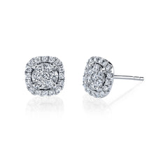  Cushion Halo Diamond Stud Earrings