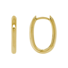  Elongated Oval Rounded Hoop Earrings