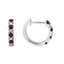  Ruby and Diamond Huggie Earrings