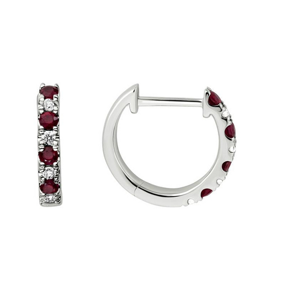 Ruby and Diamond Huggie Earrings