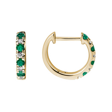  Emerald and Diamond Huggie Earrings