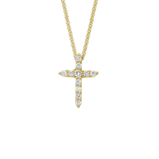 Yellow Gold Diamond Cross Necklace