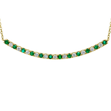  Emerald and Diamond Curved Bar Necklace