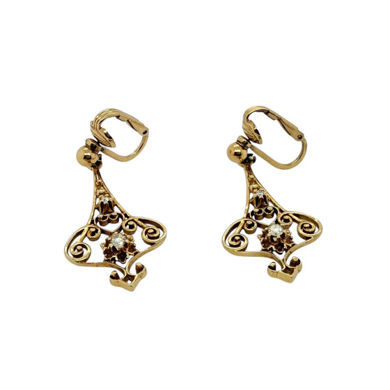 Pair of Vintage Drop Earrings with Diamonds