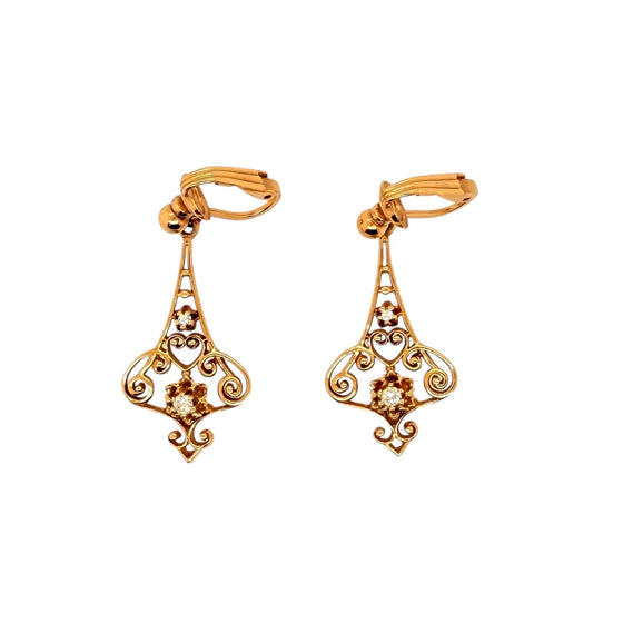 Pair of Vintage Drop Earrings with Diamonds