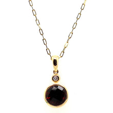  Garnet and Diamond Pendant with Paperclip Chain