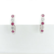  Ruby and Diamond Bezel Huggie Earrings