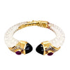 Carved Acrylic Hinged Bangle with Onyx, Ruby, and Diamond End Caps, by Mazza