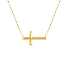  East to West Cross Necklace – 14K Yellow Gold | Horizontal Cross, 16–18"
