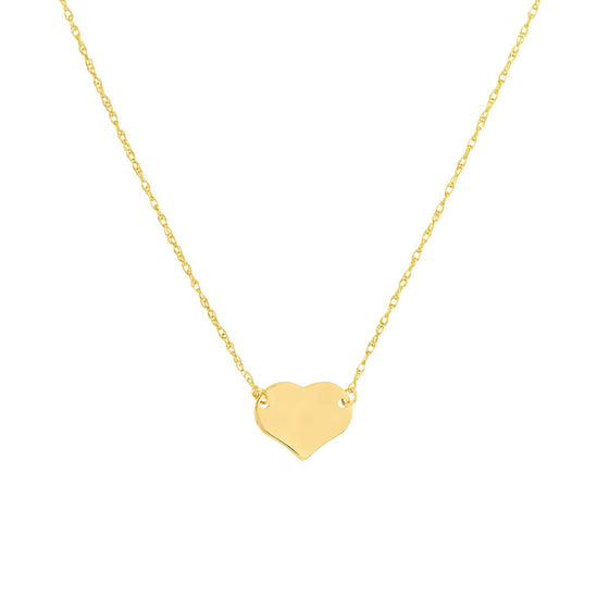 Engravable Heart Necklace – 14K Yellow Gold | Personalized Jewelry 16–18"