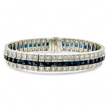  Three Row Diamond and Sapphire Link Bracelet