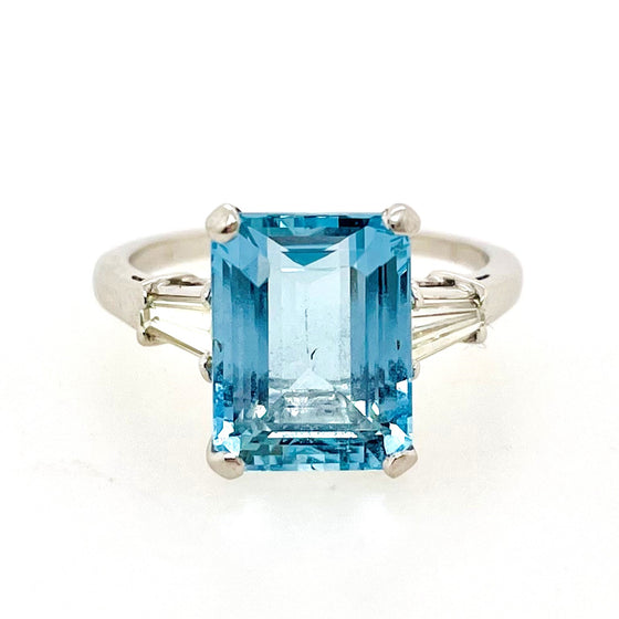 Aquamarine and Diamond Ring