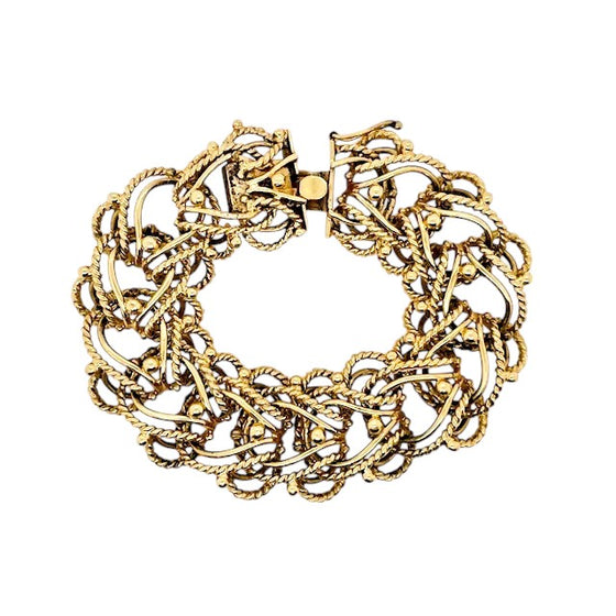 Gold Double Woven Charm Bracelet