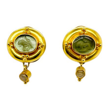  Elizabeth Locke Venetian Glass Intaglio Earrings with Labradorite Drops