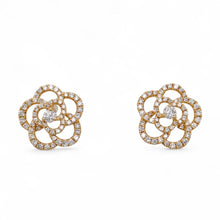  Diamond Open Flower Earrings