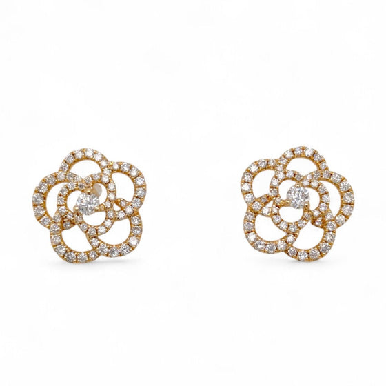 Diamond Open Flower Earrings