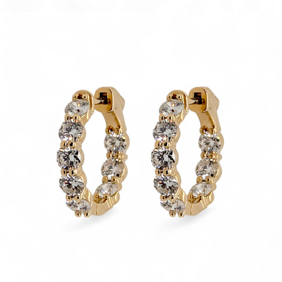 Diamond Huggie Hoop Earrings 2.67CTW