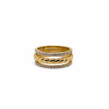  Roped Yellow Gold and Diamond Ring