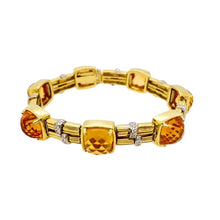  Gold Two Row Bracelet with Citrines and Diamonds