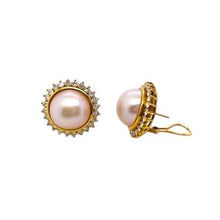  Mabe Pearl Earrings with Diamond Halo